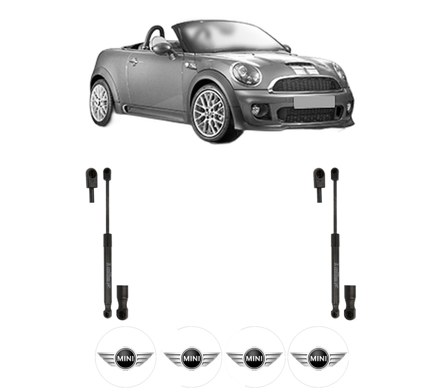 Set amortizoare portbagaj haion pentru MINI Roadster (R59) din 2011-2015, 2 bucati, KROSNO, 4 stickere auto MINI