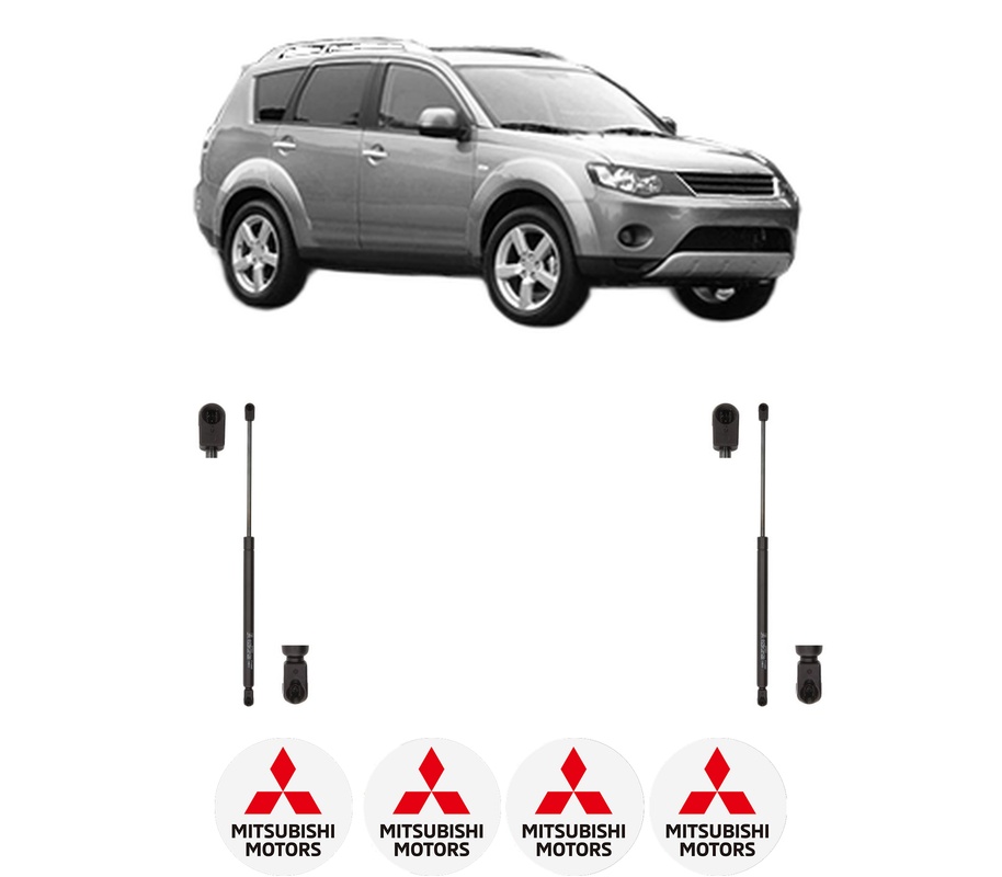 Set amortizoare portbagaj haion pentru MITSUBISHI OUTLANDER II (CW_W) din 2006-2012, 2 bucati, KROSNO, 4 stickere auto MITSUBISHI