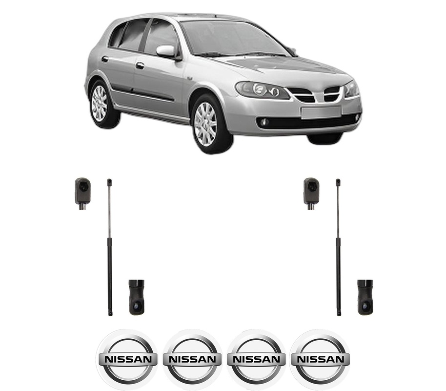 Set amortizoare portbagaj haion pentru NISSAN ALMERA II Hatchback (N16) din 2000-2006, 2 bucati, MAGNUM TECHNOLOGY, 4 stickere auto NISSAN