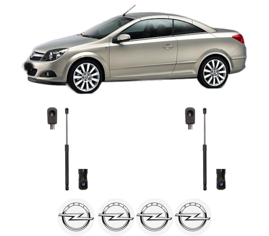 Set amortizoare portbagaj haion pentru OPEL ASTRA H TwinTop (A04) din 2005-2010, 2 bucati, MAGNUM TECHNOLOGY, 4 stickere auto OPEL