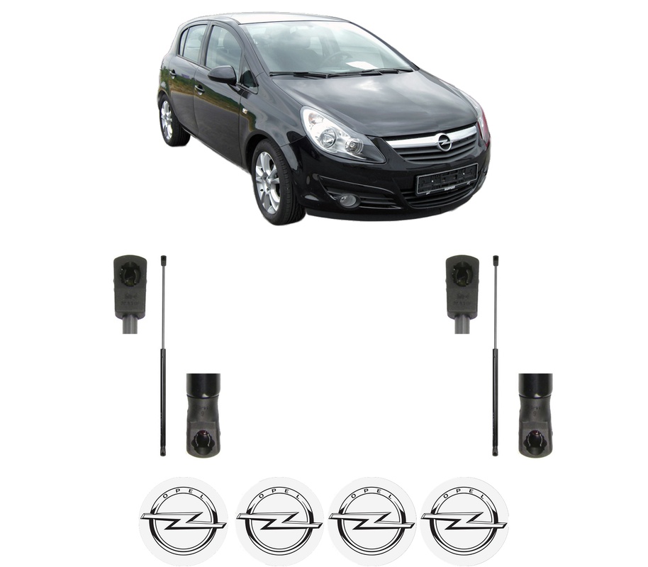 Set amortizoare portbagaj haion pentru OPEL CORSA D (S07) din 2006-2014, 2 bucati, MAGNUM TECHNOLOGY, 4 stickere auto OPEL