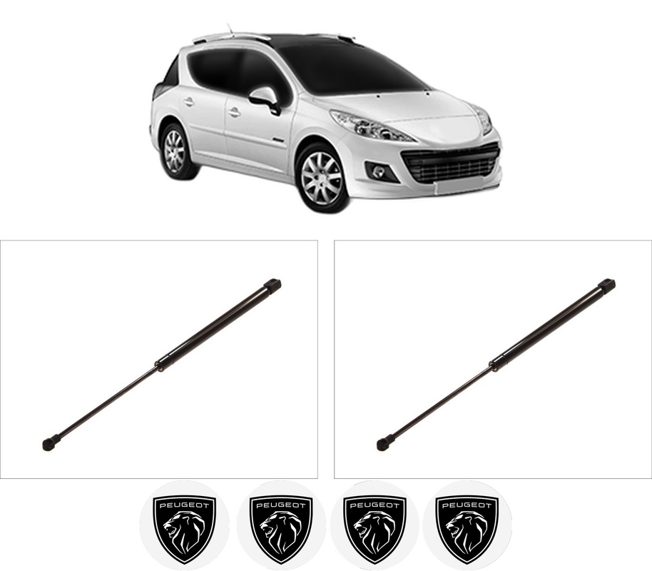Set amortizoare portbagaj haion pentru PEUGEOT 207 SW Estate Van (WK_) din 2007-2012, 2 bucati, KROSNO, 4 stickere auto PEUGEOT