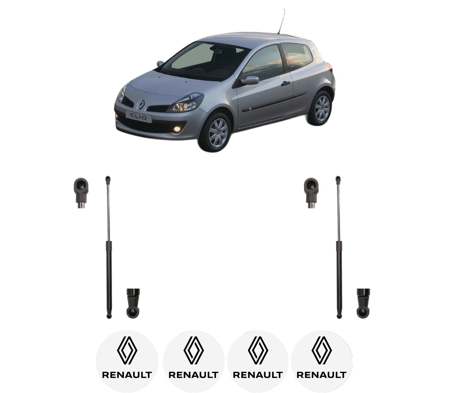 Set amortizoare portbagaj haion pentru RENAULT CLIO III (BR0/1, CR0/1) din 2005-2014, 2 bucati, MAGNUM TECHNOLOGY, 4 stickere auto RENAULT