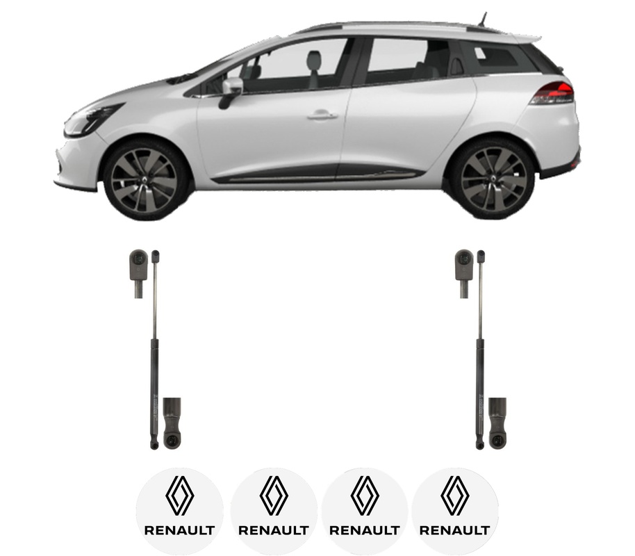 Set amortizoare portbagaj haion pentru RENAULT CLIO IV Estate Van (KH_) din 2014-2021, 2 bucati, KROSNO, 4 stickere auto RENAULT