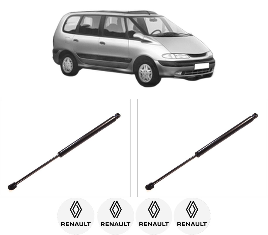 Set amortizoare portbagaj haion pentru RENAULT ESPACE III (JE0_) din 1996-2002, 2 bucati, KROSNO, 4 stickere auto RENAULT