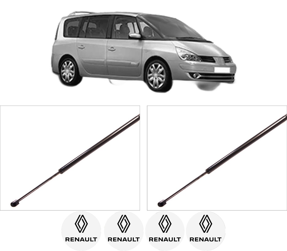 Set amortizoare portbagaj haion pentru RENAULT ESPACE IV (JK0/1_) din 2002-2015, 2 bucati, KROSNO, 4 stickere auto RENAULT
