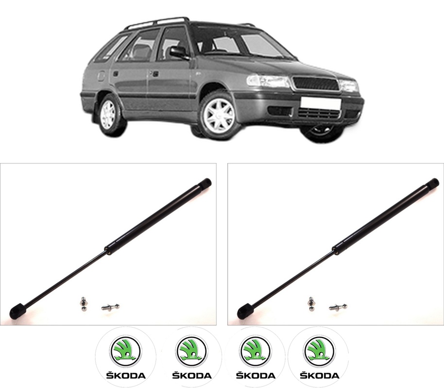 Set amortizoare portbagaj haion pentru SKODA FELICIA II Estate (6U5) din 1996-2001, 2 bucati, KROSNO, 4 stickere auto SKODA