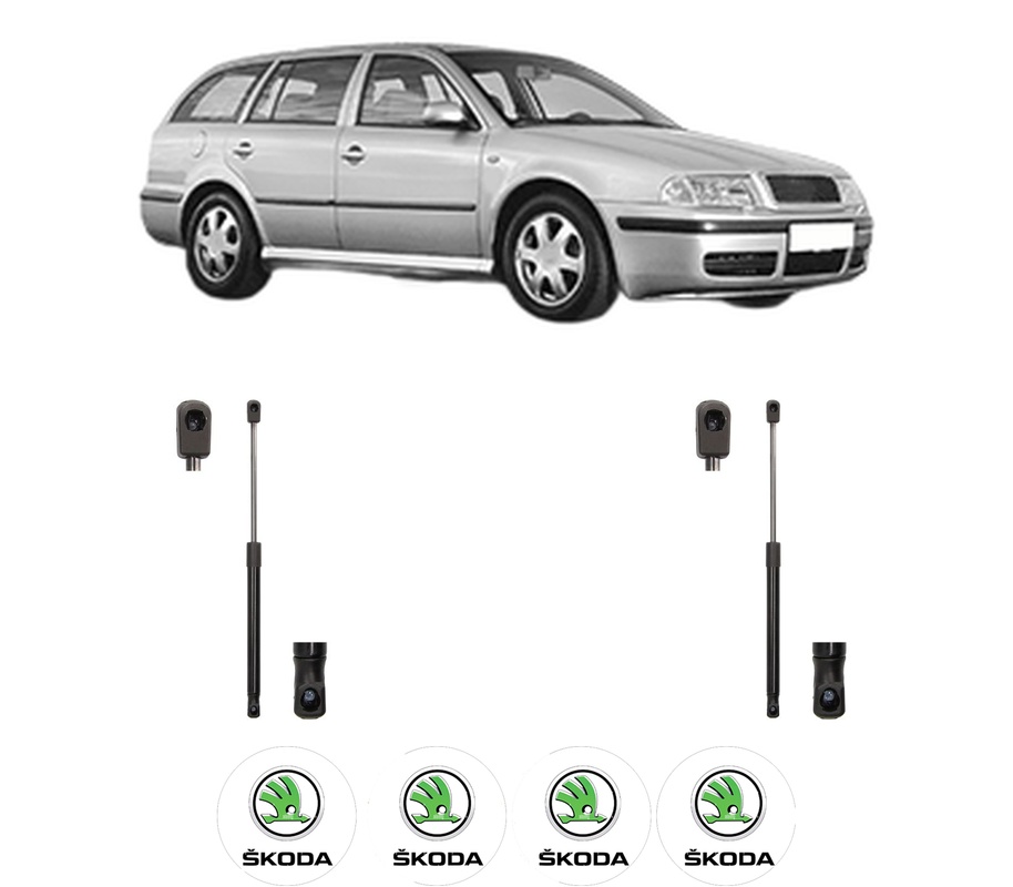 Set amortizoare portbagaj haion pentru SKODA OCTAVIA I Combi (1U5) din 1998-2010, 2 bucati, MAGNUM TECHNOLOGY, 4 stickere auto SKODA