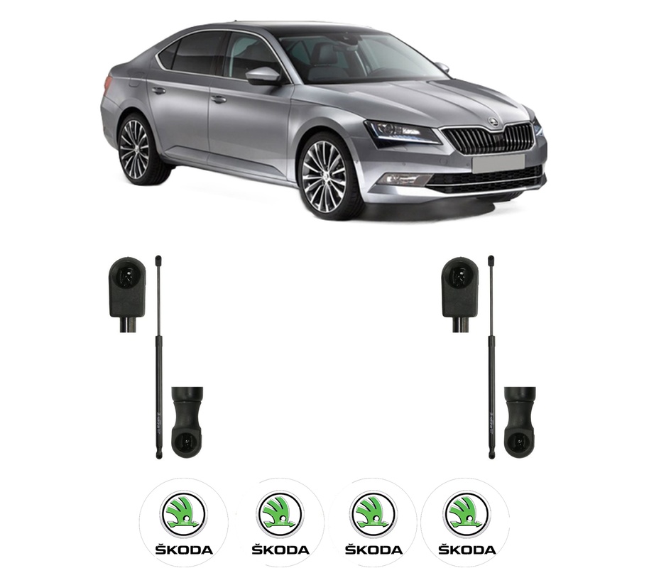 Set amortizoare portbagaj haion pentru SKODA SUPERB III (3V3) din 2015-2024, 2 bucati, KROSNO, 4 stickere auto SKODA