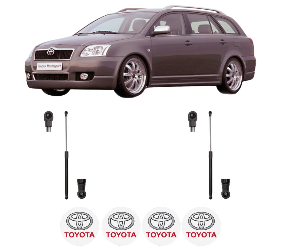 Set amortizoare portbagaj haion pentru TOYOTA AVENSIS Estate (_T25_) din 2003-2008, 2 bucati, MAGNUM TECHNOLOGY, 4 stickere auto TOYOTA