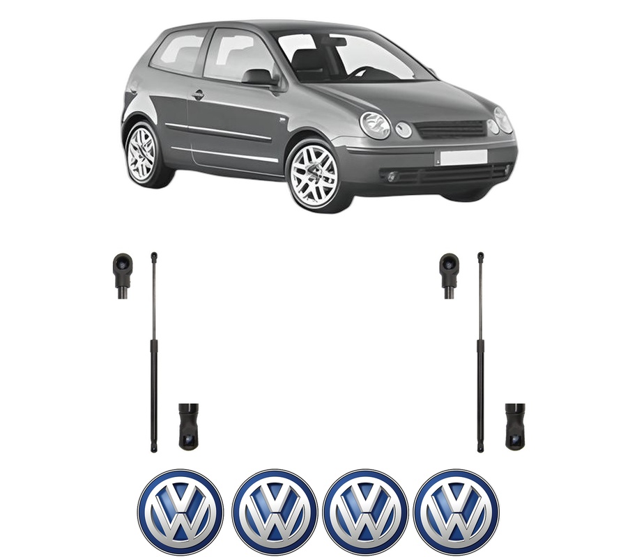 Set amortizoare portbagaj haion pentru VW POLO IV (9N_, 9A_) din 2001-2009, 2 bucati, MAGNUM TECHNOLOGY, 4 stickere auto VW