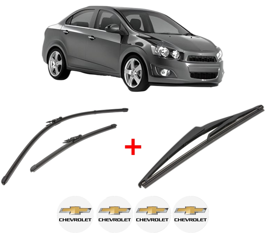 Set 3 stergatoare CHEVROLET AVEO Saloon (T300) din 2011 - 2015, pentru parbriz si luneta fata si spate auto, Valeo Silencio, din cauciuc siliconat rezistent, 4 Stickere Auto CHEVROLET