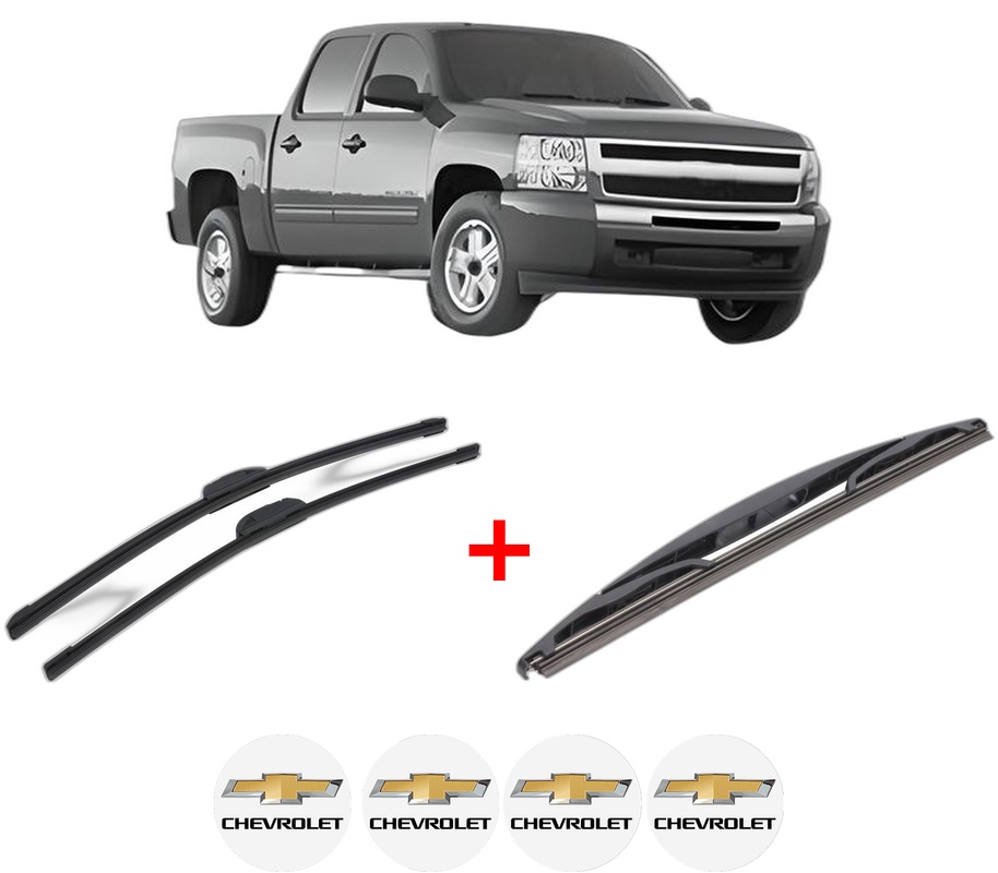 Set 3 stergatoare CHEVROLET SILVERADO 1500 din 2007, pentru parbriz si luneta fata si spate auto, Bosch Twin, din cauciuc siliconat rezistent, 4 Stickere Auto CHEVROLET