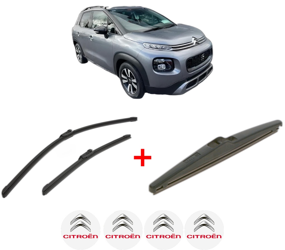 Set 3 stergatoare CITROEN C3 AIRCROSS II Van (2C_, 2R_) din 2019, pentru parbriz si luneta fata si spate auto, Bosch Twin, din cauciuc siliconat rezistent, 4 Stickere Auto CITROEN
