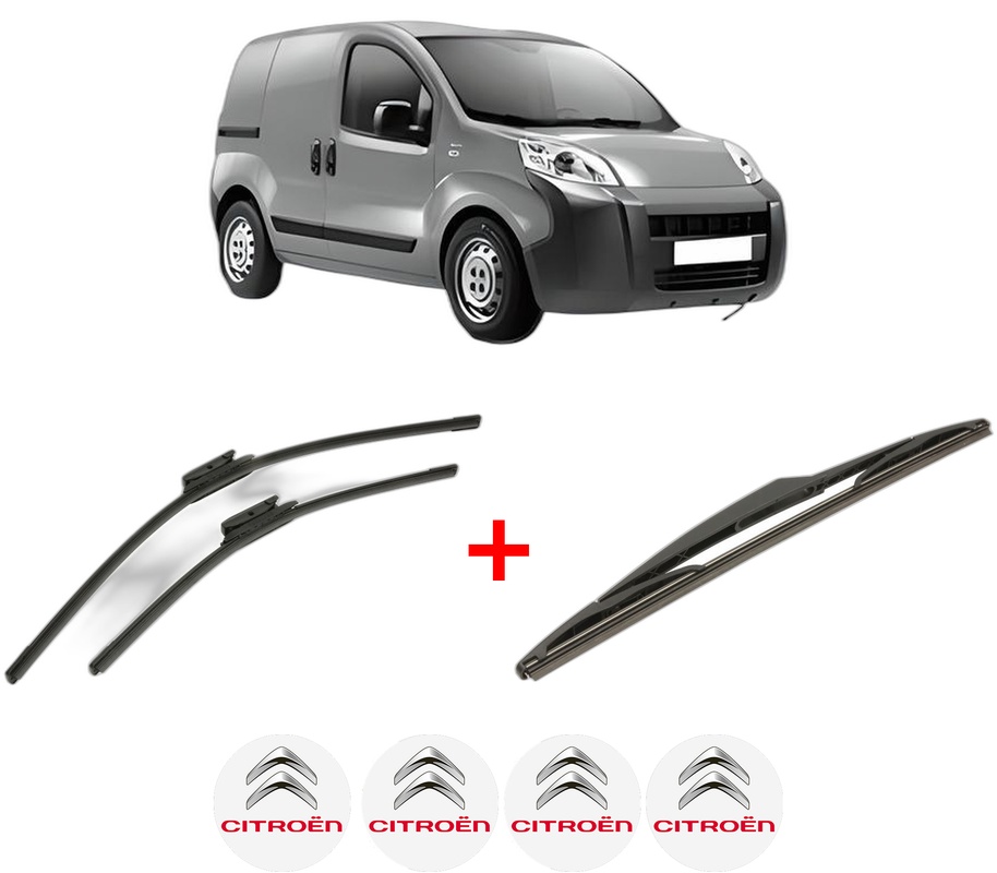 Set 3 stergatoare CITROEN NEMO Box Body/MPV (AA_) din 2008, pentru parbriz si luneta fata si spate auto, Bosch Twin, din cauciuc siliconat rezistent, 4 Stickere Auto CITROEN