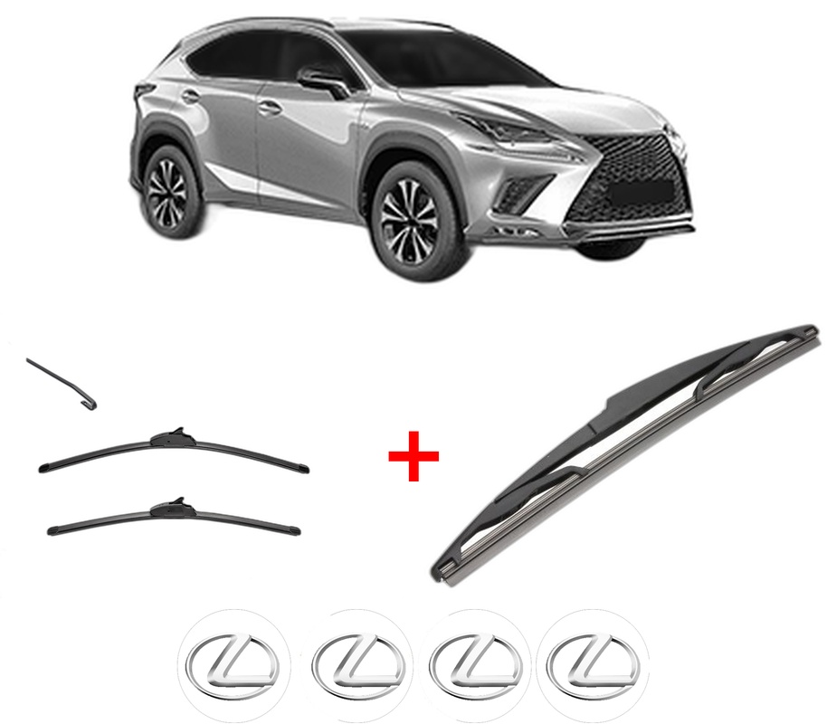 Set 3 stergatoare LEXUS NX II (_A2_, _H2_) din 2021, pentru parbriz si luneta fata si spate auto, Valeo Silencio, din cauciuc siliconat rezistent, 4 Stickere Auto LEXUS