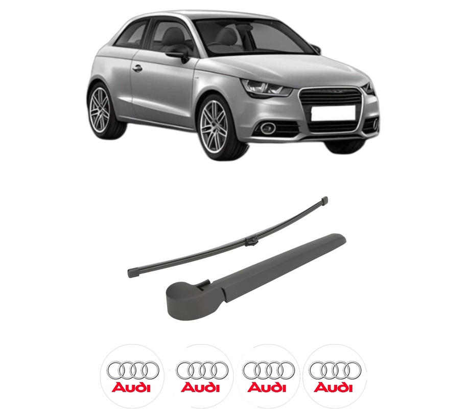 Set brat stergator spate cu lamela pentru AUDI A1 (8X1, 8XK) din 2010-2018, pentru spate, din cauciuc siliconat rezistent, Cri-Flo, 4 stickere auto AUDI