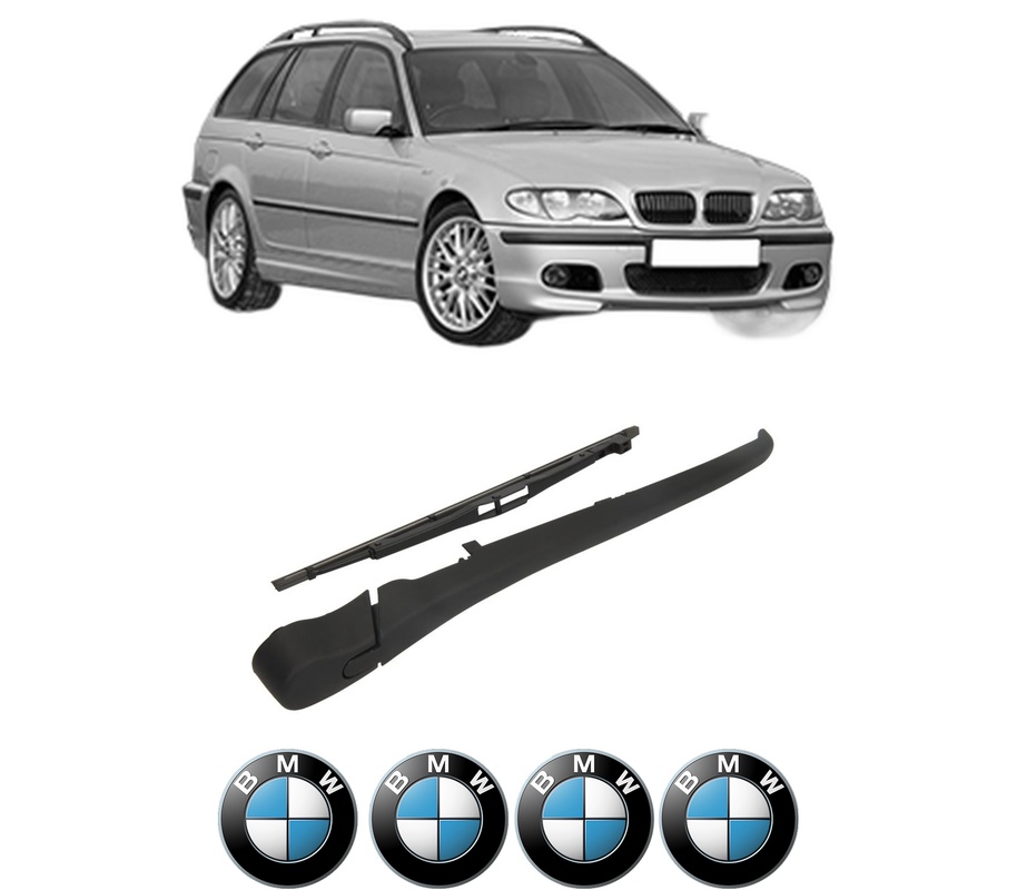 Set brat stergator spate cu lamela pentru BMW 3 Touring (E46) din 1999-2005, pentru spate, din cauciuc siliconat rezistent, Cri-Flo, 4 stickere auto BMW