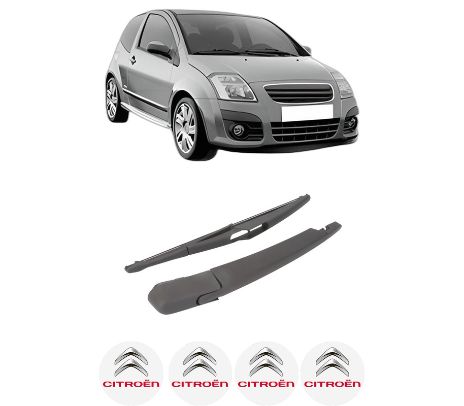 Set brat stergator spate cu lamela pentru CITROEN C2 (JM_) din 2003-2012, pentru spate, din cauciuc siliconat rezistent, Cri-Flo, 4 stickere auto CITROEN