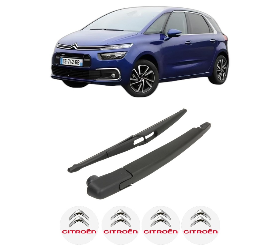 Set brat stergator spate cu lamela pentru CITROEN C4 PICASSO II din 2013-2018, pentru spate, din cauciuc siliconat rezistent, Cri-Flo, 4 stickere auto CITROEN
