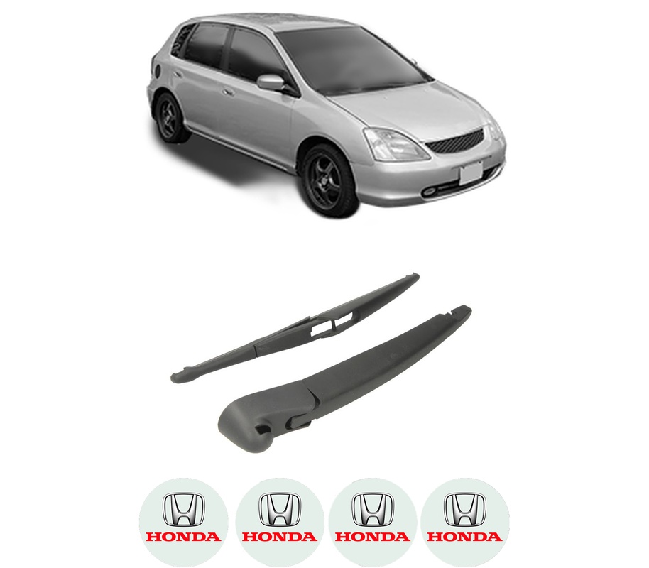 Set brat stergator spate cu lamela pentru HONDA CIVIC VII Hatchback (EU, EP, EV) din 2000-2005, pentru spate, din cauciuc siliconat rezistent, Cri-Flo, 4 stickere auto HONDA