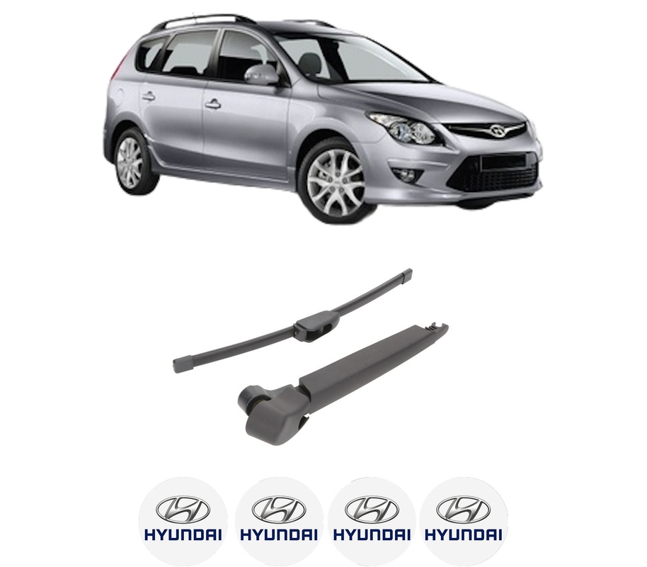Set brat stergator spate cu lamela pentru HYUNDAI i30 Estate (GD) din 2012-2017, pentru spate, din cauciuc siliconat rezistent, Cri-Flo, 4 stickere auto HYUNDAI