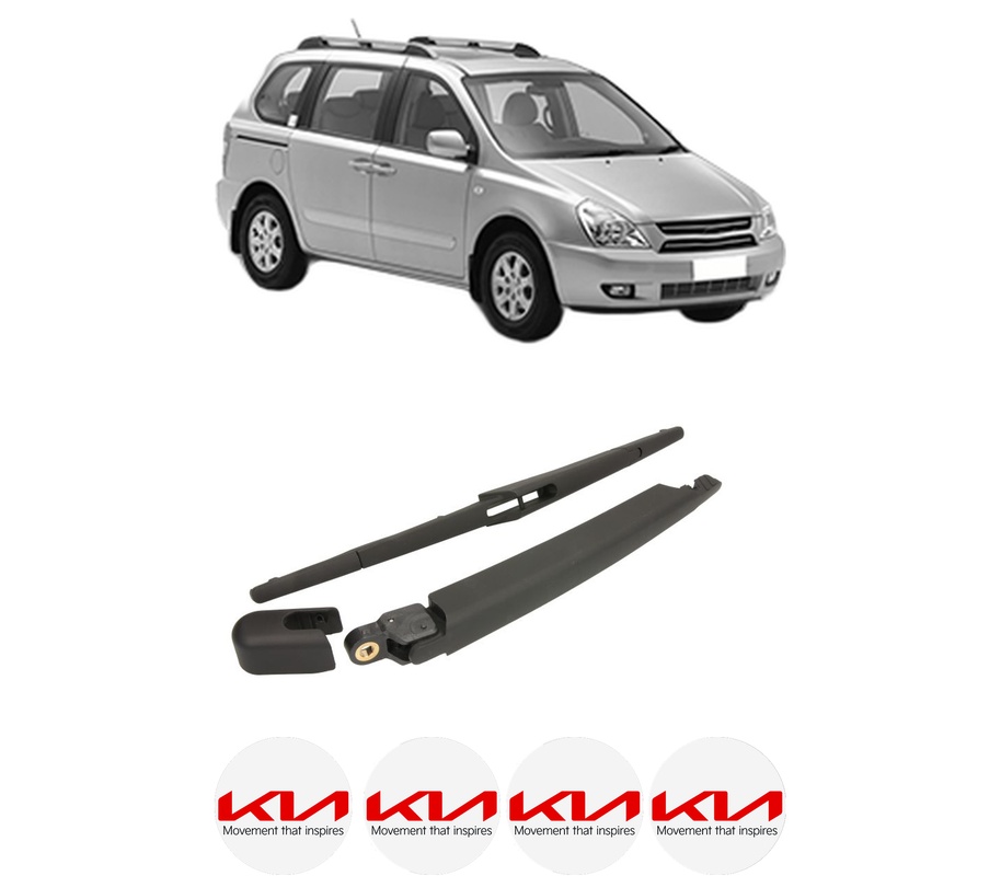Set brat stergator spate cu lamela pentru KIA CARNIVAL / GRAND CARNIVAL III (VQ) din 2006-2015, pentru spate, din cauciuc siliconat rezistent, Cri-Flo, 4 stickere auto KIA