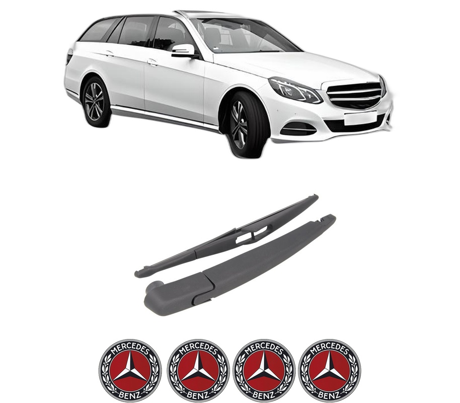 Set brat stergator spate cu lamela pentru MERCEDES-BENZ E-CLASS T-Model (S212) din 2009-2016, pentru spate, din cauciuc siliconat rezistent, Cri-Flo, 4 stickere auto MERCEDES-BENZ