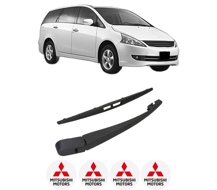 Set brat stergator spate cu lamela pentru MITSUBISHI GRANDIS (NA_W) din 2004-2011, pentru spate, din cauciuc siliconat rezistent, Cri-Flo, 4 stickere auto MITSUBISHI