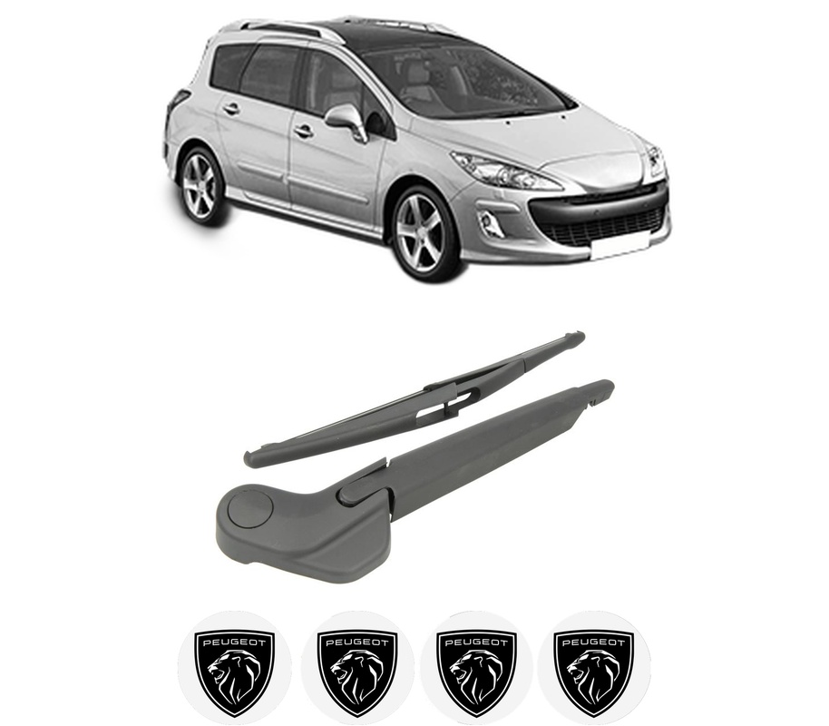 Set brat stergator spate cu lamela pentru PEUGEOT 308 SW I (4E_, 4H_) din 2007-2014, pentru spate, din cauciuc siliconat rezistent, Cri-Flo, 4 stickere auto PEUGEOT