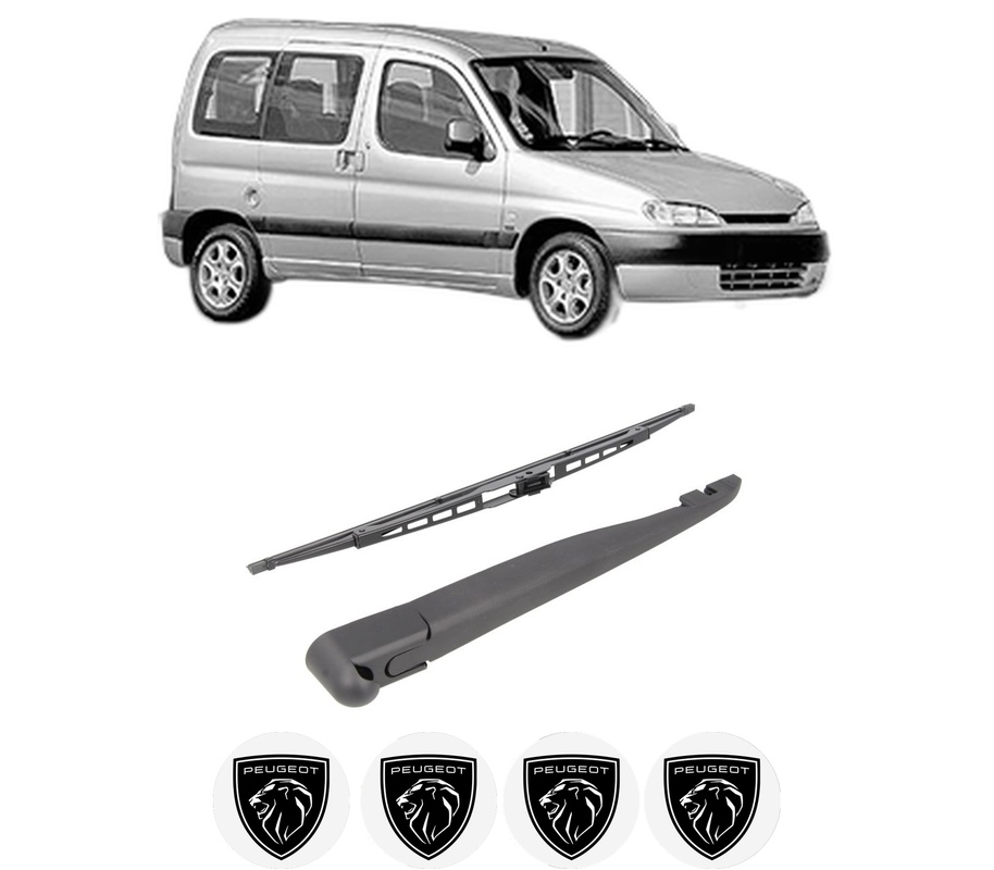 Set brat stergator spate cu lamela pentru PEUGEOT PARTNER MPV (5_, G_) din 1996-2015, pentru spate, din cauciuc siliconat rezistent, Cri-Flo, 4 stickere auto PEUGEOT