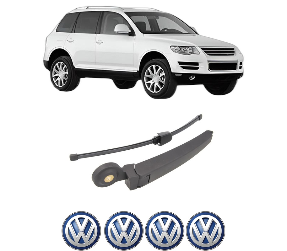 Set brat stergator spate cu lamela pentru VW TOUAREG (7LA, 7L6, 7L7) din 2002-2010, pentru spate, din cauciuc siliconat rezistent, Cri-Flo, 4 stickere auto VW