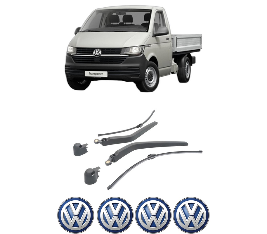 Set brat stergator spate cu lamela pentru VW TRANSPORTER T5 Platform/Chassis (7JD, 7JE, 7JL, 7JY, 7JZ, 7F din 2003-2015, pentru spate, din cauciuc siliconat rezistent, Cri-Flo, 4 stickere auto VW