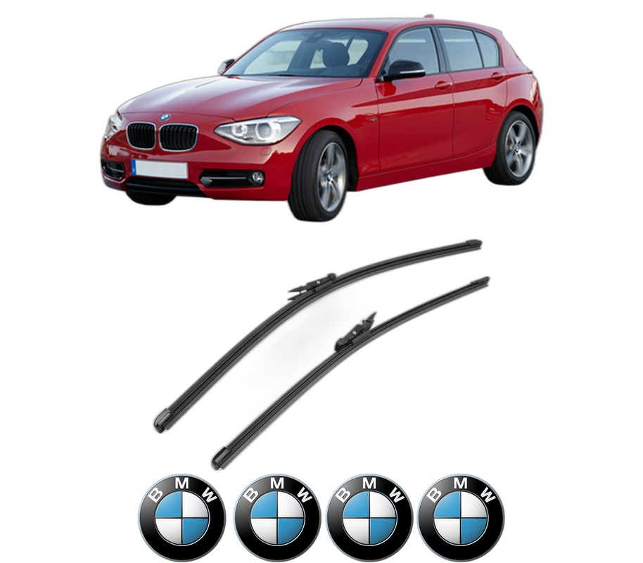 Set stergatoare auto BMW Seria 1 Van (F20) din 2015-2019, pentru parbriz auto, 2 bucati, Valeo Silencio Xtrm, din cauciuc siliconat rezistent, 4 Stickere Auto BMW Seria