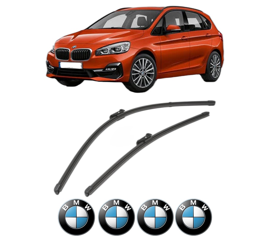 Set stergatoare auto BMW Seria 2 Gran Tourer (F46) din 2014-2020, pentru parbriz auto, 2 bucati, Valeo Silencio Xtrm, din cauciuc siliconat rezistent, 4 Stickere Auto BMW Seria