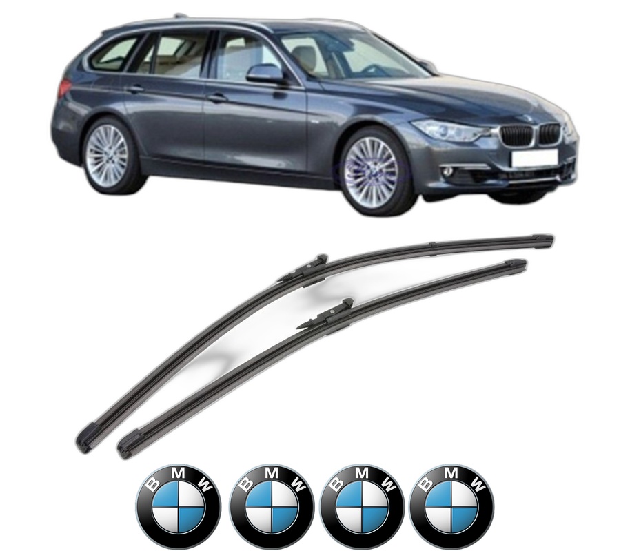 Set stergatoare auto BMW Seria 3 Touring Van (F31) din 2012-2019, pentru parbriz auto, 2 bucati, Valeo Silencio Xtrm, din cauciuc siliconat rezistent, 4 Stickere Auto BMW Seria