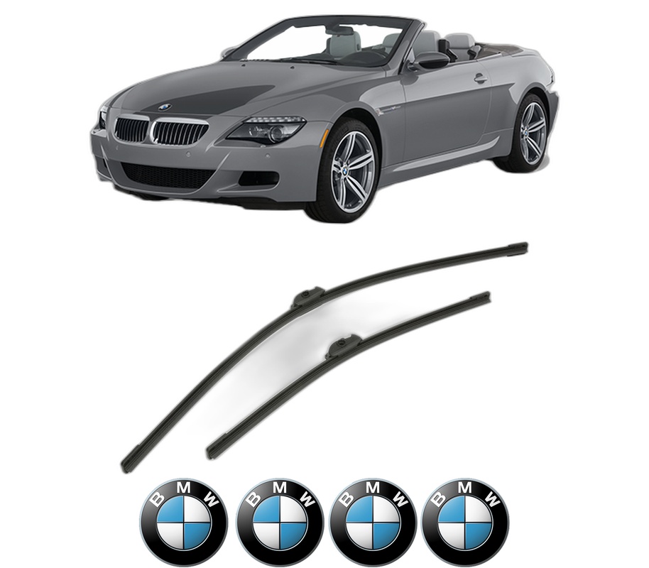 Set stergatoare auto BMW Seria 6 Convertible (F12) din 2010-2018, pentru parbriz auto, 2 bucati, Bosch Aerotwin, din cauciuc siliconat rezistent, 4 Stickere Auto BMW Seria