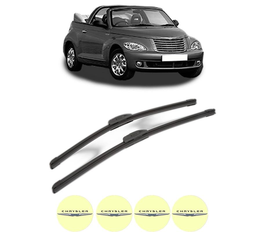 Set stergatoare auto CHRYSLER PT CRUISER Convertible din 2004, pentru parbriz auto, 2 bucati, Bosch Aerotwin Retrofit, din cauciuc siliconat rezistent, 4 Stickere Auto CHRYSLER