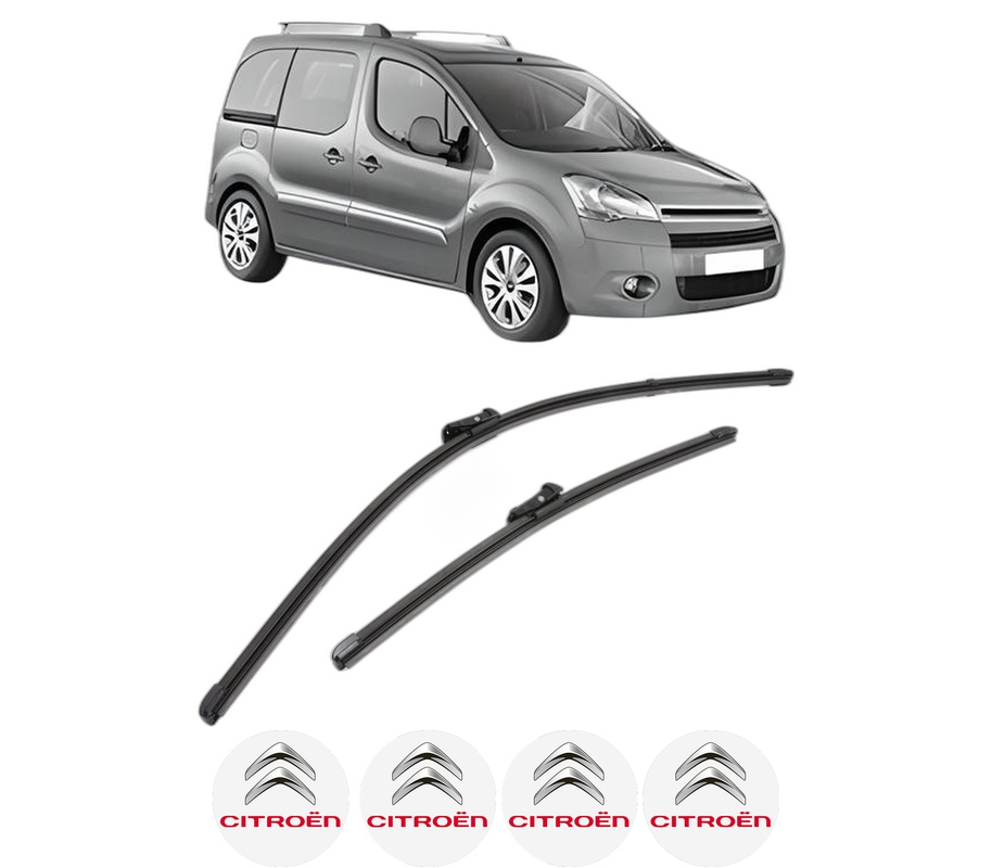 Set stergatoare auto CITROEN BERLINGO MULTISPACE (B9) din 2008-2021, pentru parbriz auto, 2 bucati, Valeo Silencio Xtrm, din cauciuc siliconat rezistent, 4 Stickere Auto CITROEN