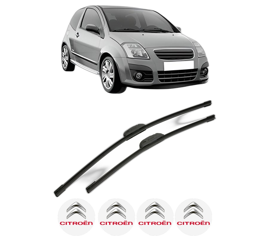 Set stergatoare auto CITROEN C2 (JM_) din 2003-2006, pentru parbriz auto, 2 bucati, Bosch Aerotwin Retrofit, din cauciuc siliconat rezistent, 4 Stickere Auto CITROEN
