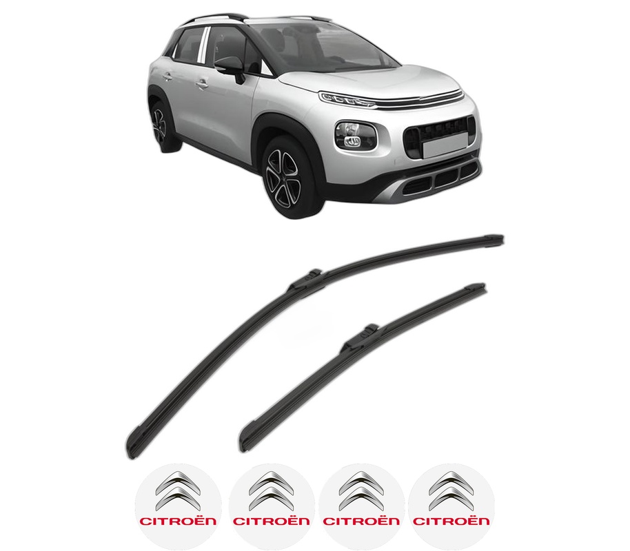 Set stergatoare auto CITROEN C3 AIRCROSS II (2R_, 2C_) din 2017-2020, pentru parbriz auto, 2 bucati, Bosch Aerotwin, din cauciuc siliconat rezistent, 4 Stickere Auto CITROEN