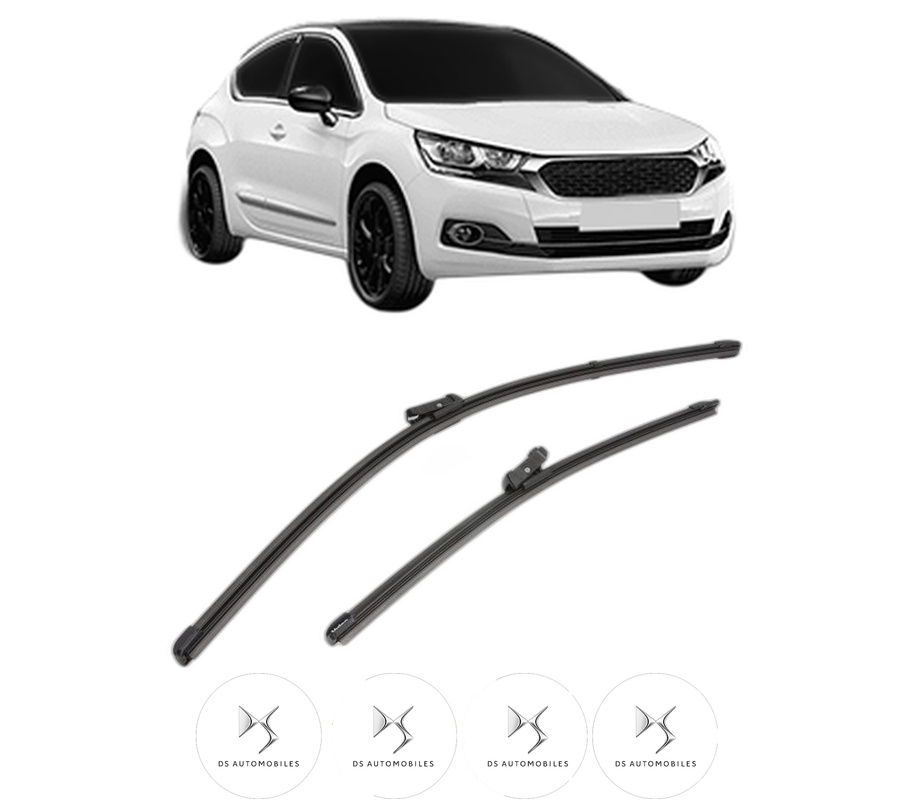 Set stergatoare auto DS DS 4 II (FR_, FB_, F3_) din 2021-2024, pentru parbriz auto, 2 bucati, Valeo Silencio Xtrm, din cauciuc siliconat rezistent, 4 Stickere Auto DS