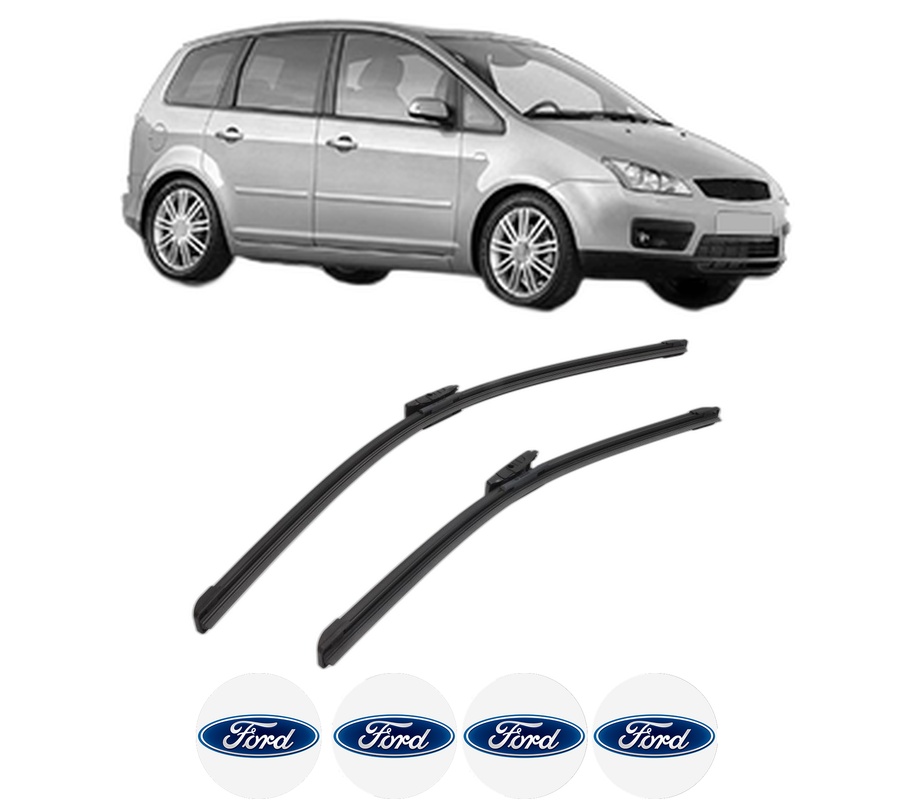 Set stergatoare auto FORD FOCUS C-MAX (DM2) din 2003-2007, pentru parbriz auto, 2 bucati, Bosch Aerotwin Multi, din cauciuc siliconat rezistent, 4 Stickere Auto FORD