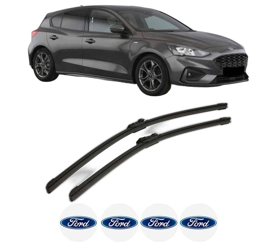 Set stergatoare auto FORD FOCUS IV (HN) din 2018-2022, pentru parbriz auto, 2 bucati, Bosch Aerotwin, din cauciuc siliconat rezistent, 4 Stickere Auto FORD