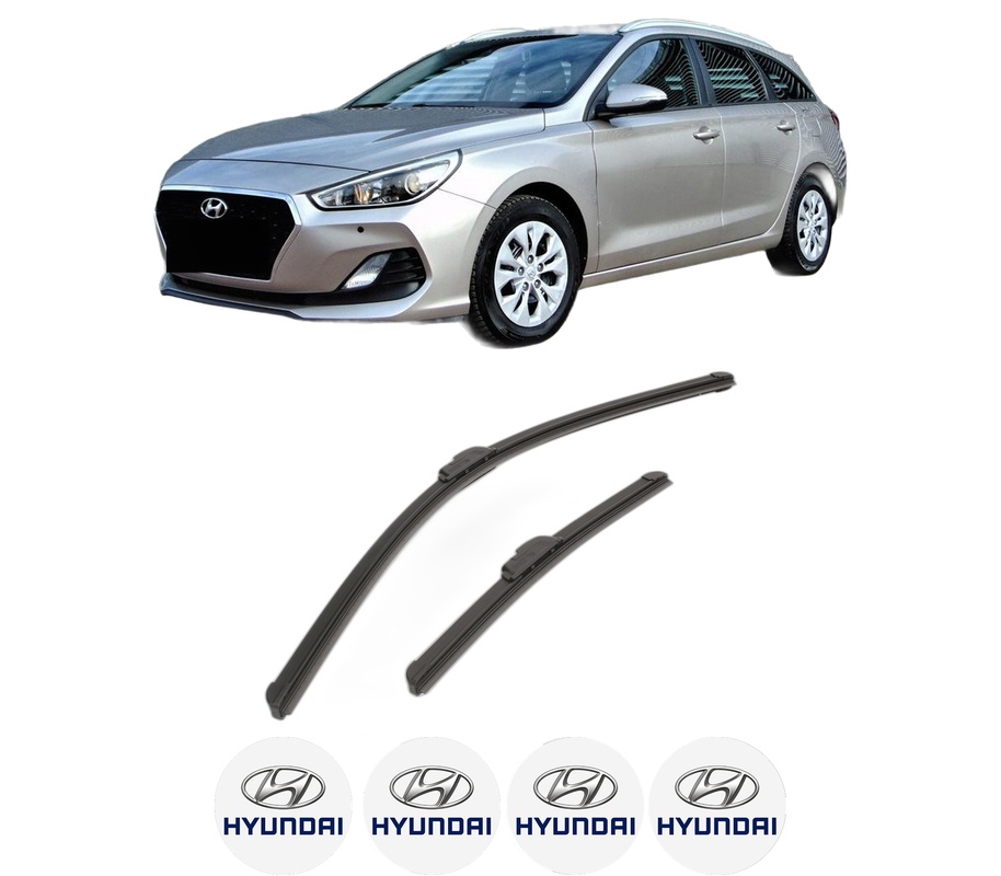 Set stergatoare auto HYUNDAI i30 Kombi Van (GDE, GD) din 2015, pentru parbriz auto, 2 bucati, Bosch Aerotwin Retrofit, din cauciuc siliconat rezistent, 4 Stickere Auto HYUNDAI