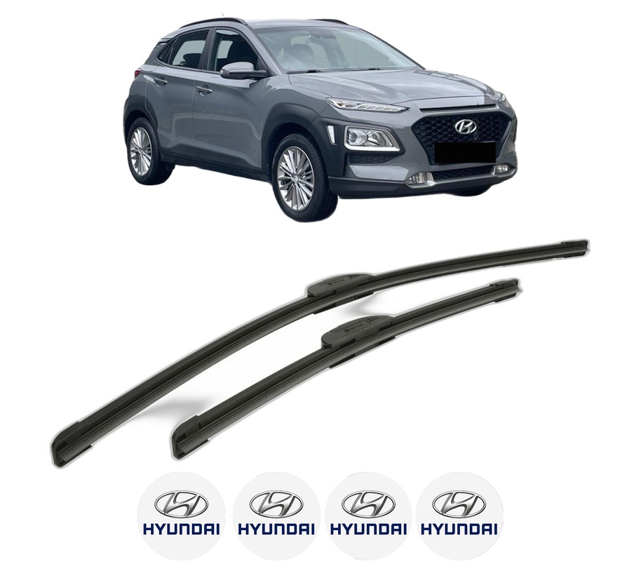 Set stergatoare auto HYUNDAI KONA (OS, OSE, OSI) din 2017-2023, pentru parbriz auto, 2 bucati, Bosch Aerotwin Retrofit, din cauciuc siliconat rezistent, 4 Stickere Auto HYUNDAI