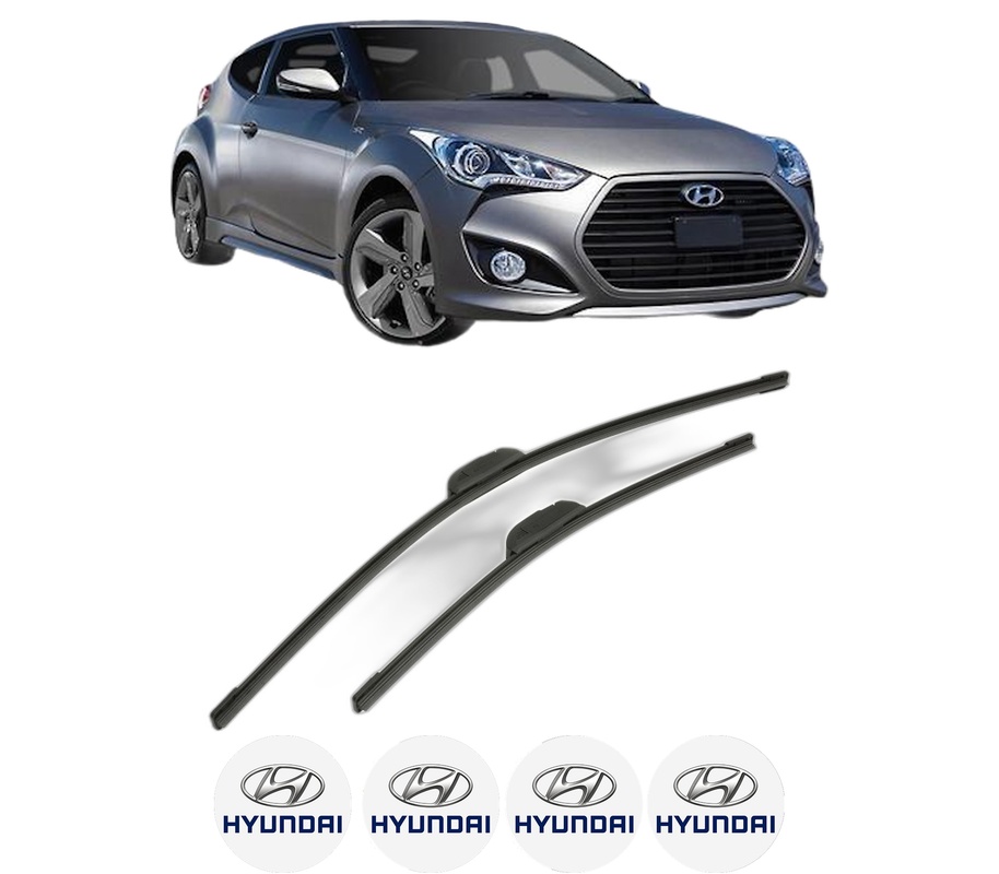 Set stergatoare auto HYUNDAI VELOSTER (FS) din 2011-2017, pentru parbriz auto, 2 bucati, Bosch Aerotwin Retrofit, din cauciuc siliconat rezistent, 4 Stickere Auto HYUNDAI