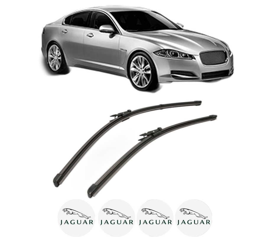 Set stergatoare auto JAGUAR XF I (X250) din 2008-2015, pentru parbriz auto, 2 bucati, Valeo Silencio Xtrm, din cauciuc siliconat rezistent, 4 Stickere Auto JAGUAR