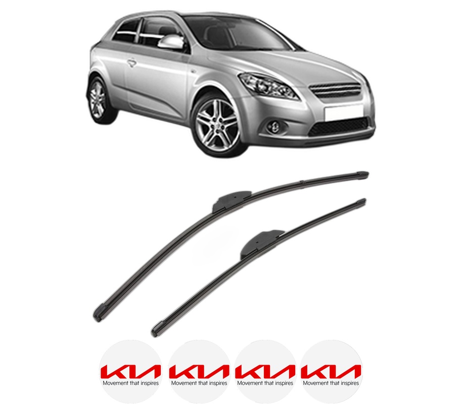 Set stergatoare auto KIA CEE'D Hatchback (ED) din 2006-2012, pentru parbriz auto, 2 bucati, Valeo Silencio Xtrm, din cauciuc siliconat rezistent, 4 Stickere Auto KIA