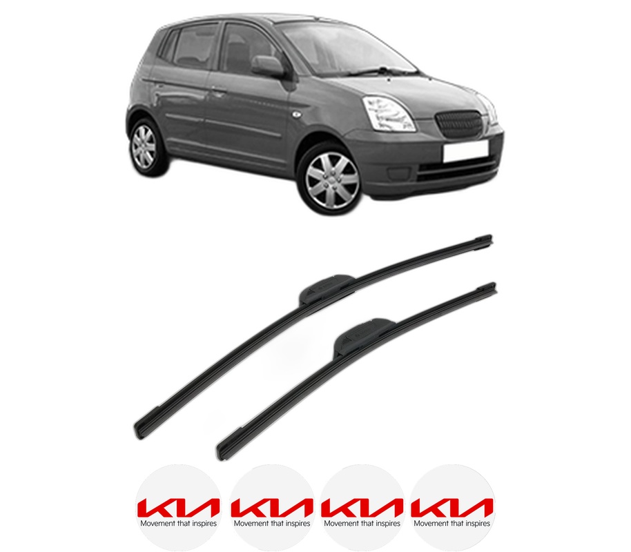 Set stergatoare auto KIA PICANTO I (SA) din 2004-2009, pentru parbriz auto, 2 bucati, Bosch Aerotwin Retrofit, din cauciuc siliconat rezistent, 4 Stickere Auto KIA